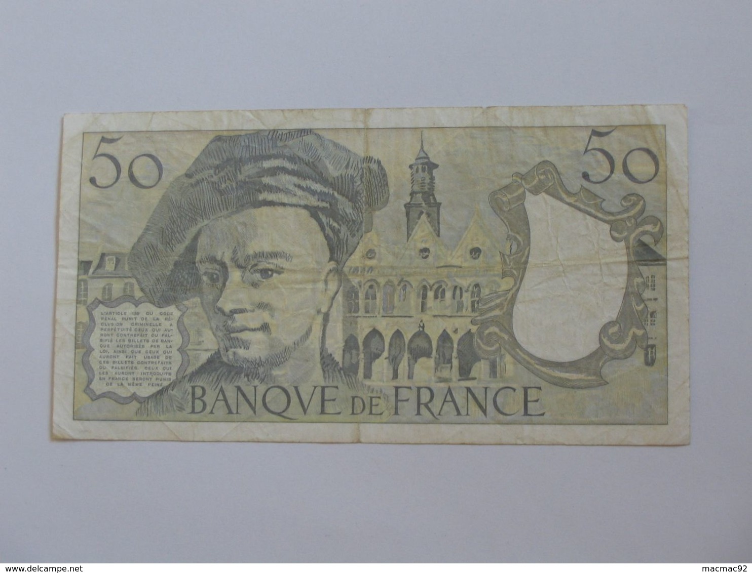 50 Cinquante Francs - Quentin De La Tour - 1992 Alphabet U 70   **** EN ACHAT IMMÉDIAT  **** - 50 F 1976-1992 ''quentin De La Tour''