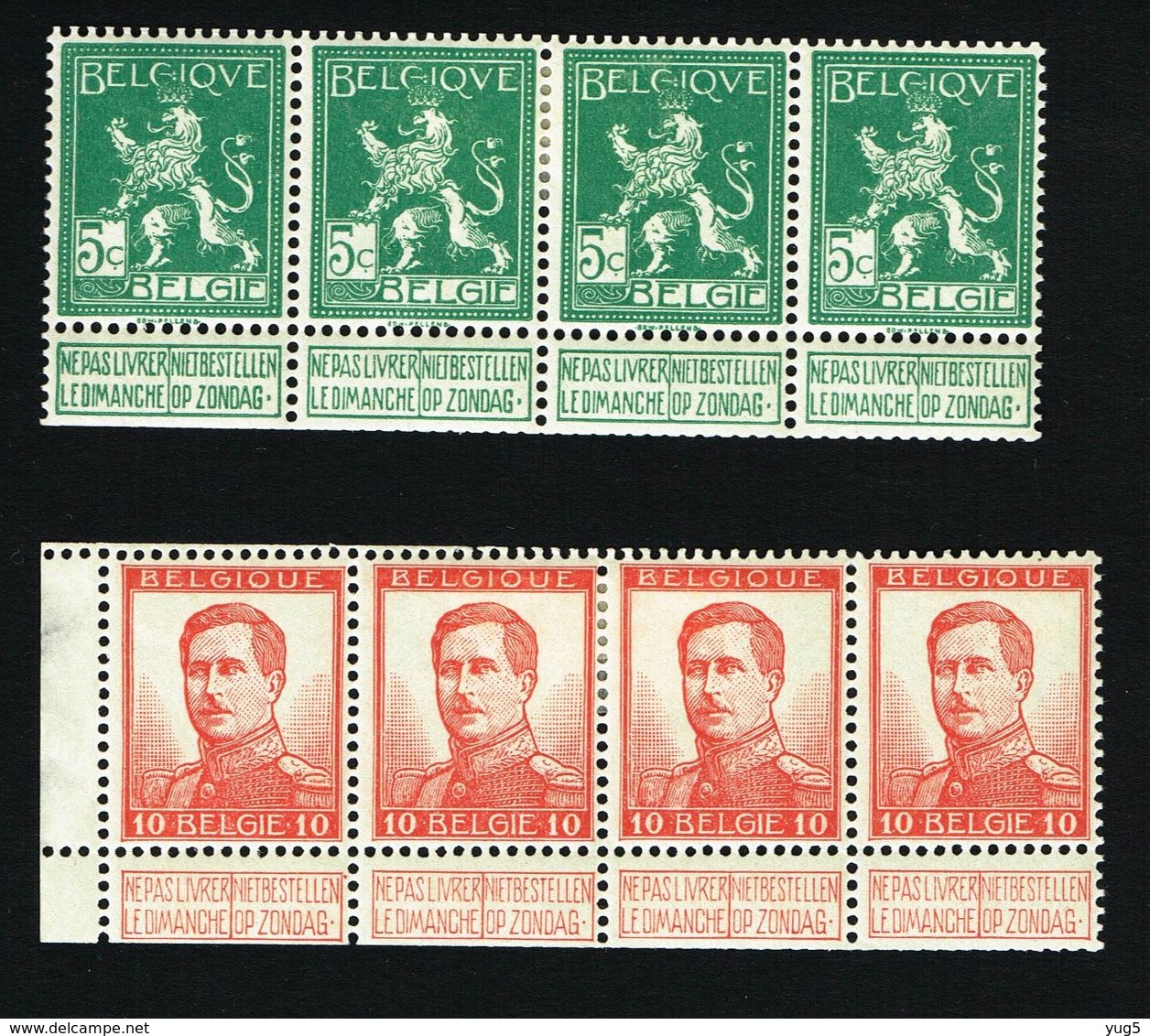 N° 110 Et 118 BANDE DE 4 (XX Et X), Timbres De Carnet (cf Dentelure Et Verso) - 1912 Pellens