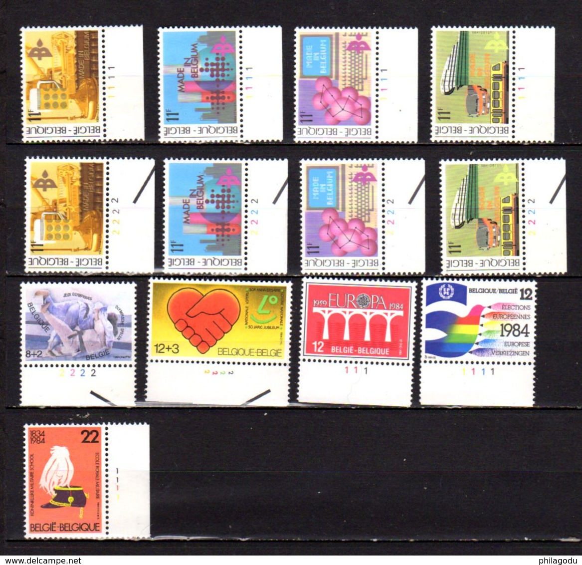 Belgique 1984, timbres Neufs Avec Numéro De Planches Différents - 1981-1990