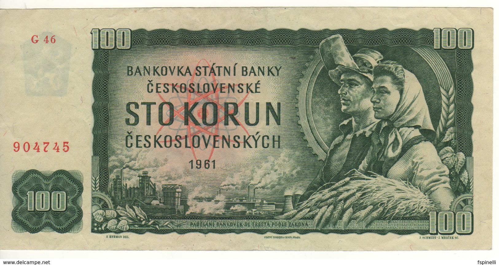 CZECHOSLOVAKIA   100 Korun   P91k    Prefix G     1961 - Czechoslovakia