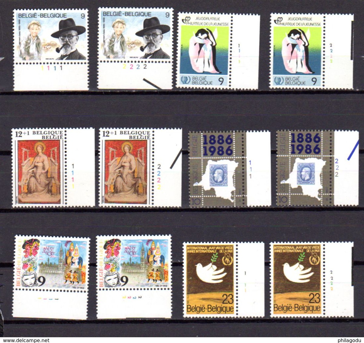 Belgique 1985,timbres Neufs Avec Numéro De Planches Complets - 1981-1990