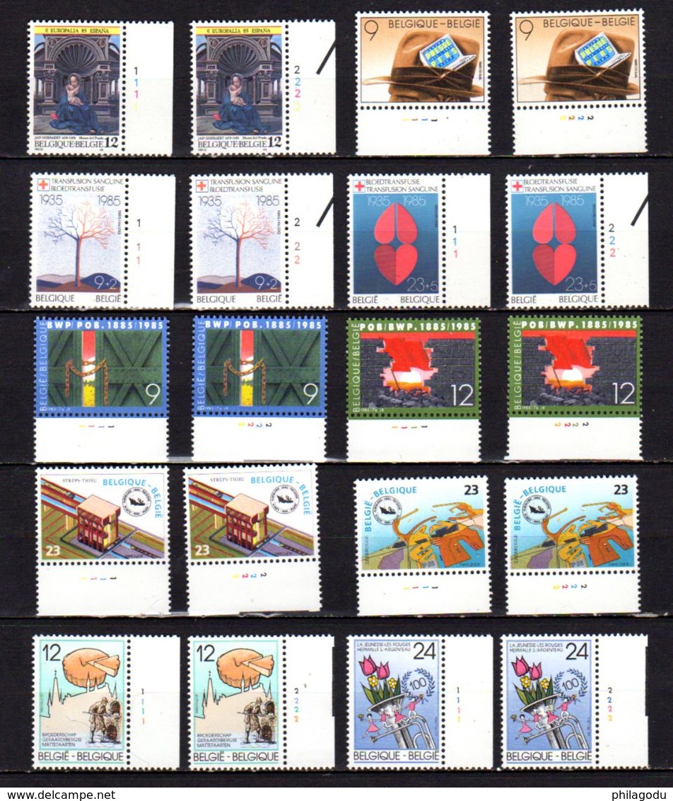 Belgique 1985,timbres Neufs Avec Numéro De Planches Complets - 1981-1990