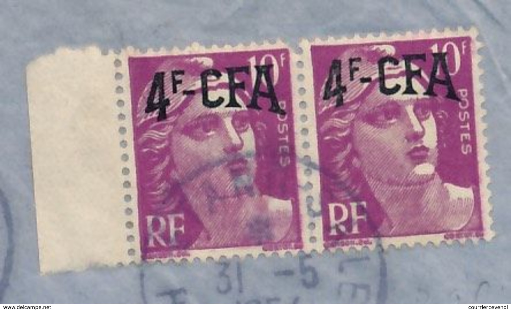 REUNION - Enveloppe Affr Paire 4F/10F Gandon - Etang Salé 1954 - Covers & Documents