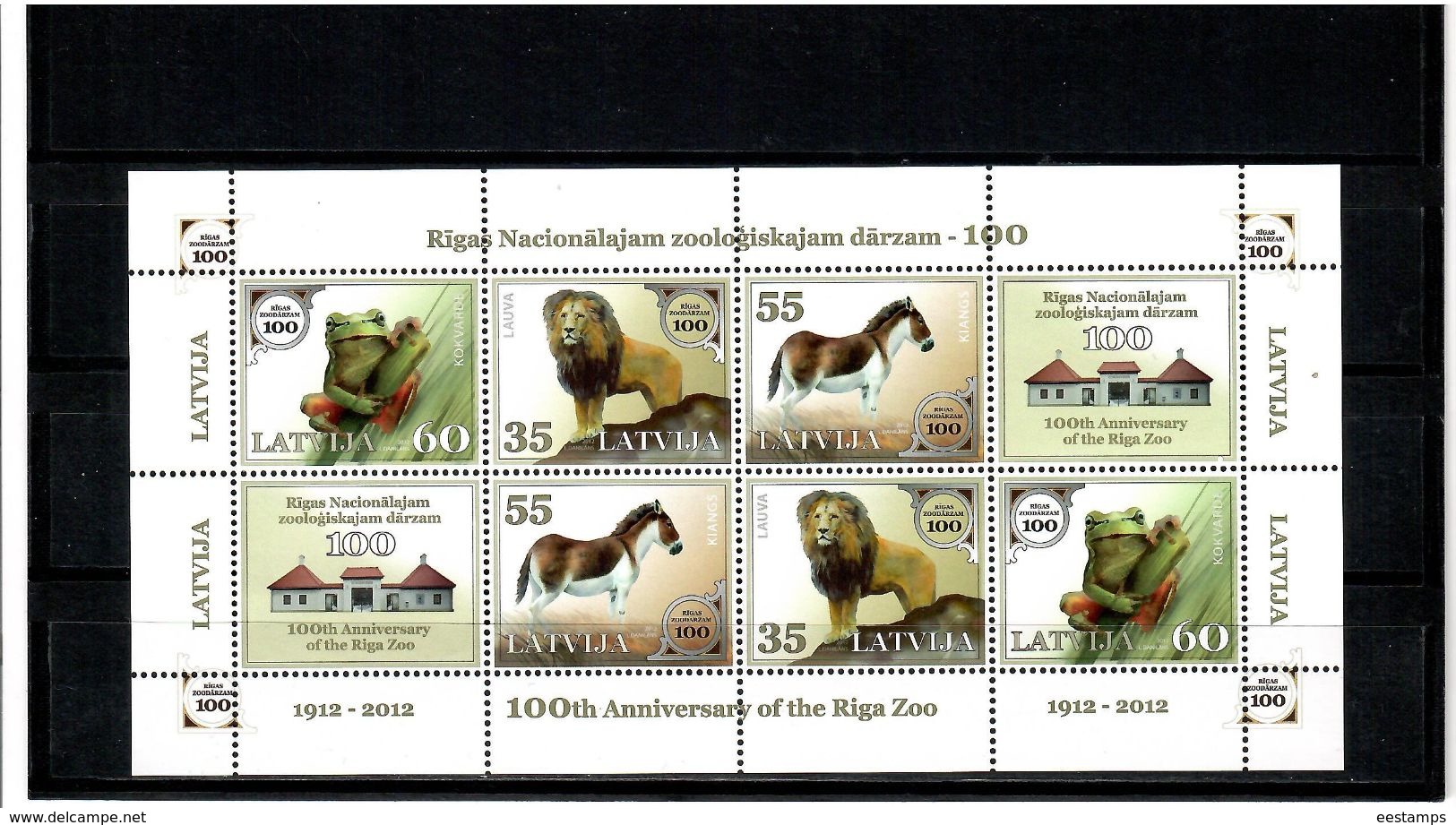 Latvia 2012 .Riga Zoo-100. M/S 6+2labels.  Michel # 831-33A  KB - Lettonie