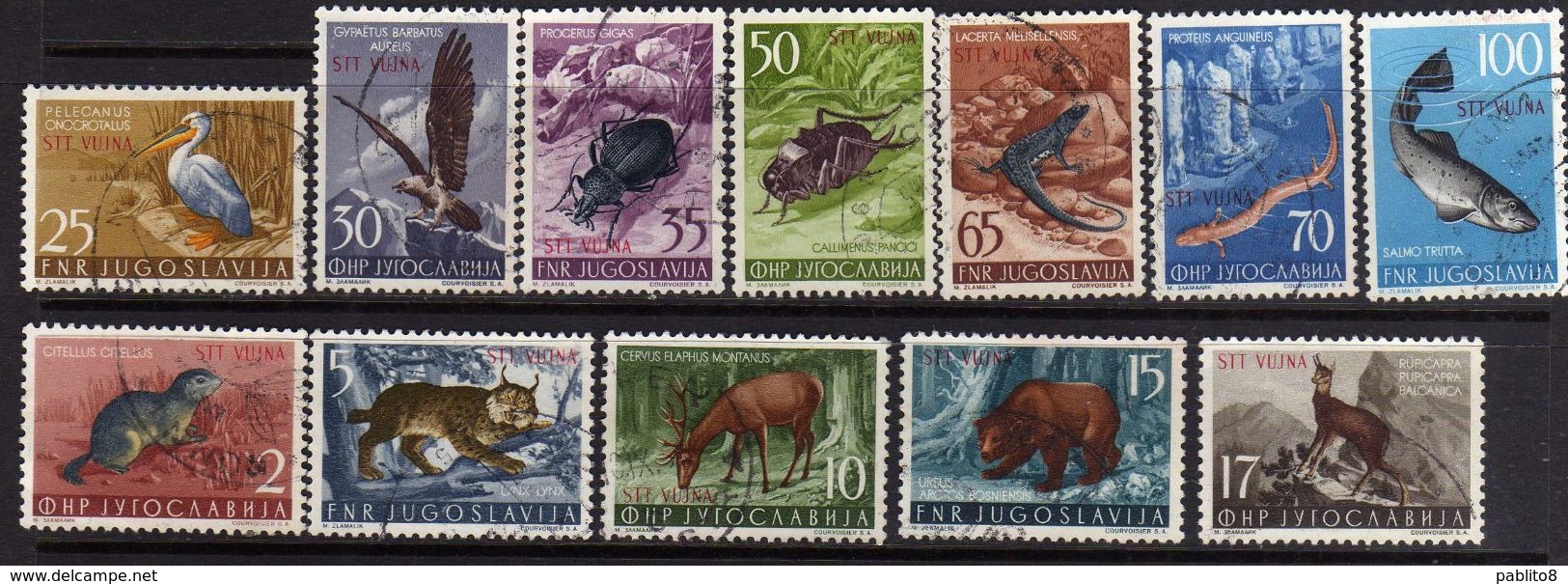 TRIESTE B 1954 FAUNA ANIMALS ANIMALI ANIMAUX SERIE COMPLETA COMPLETE SET USATA USED OBLITERE' - Gebraucht