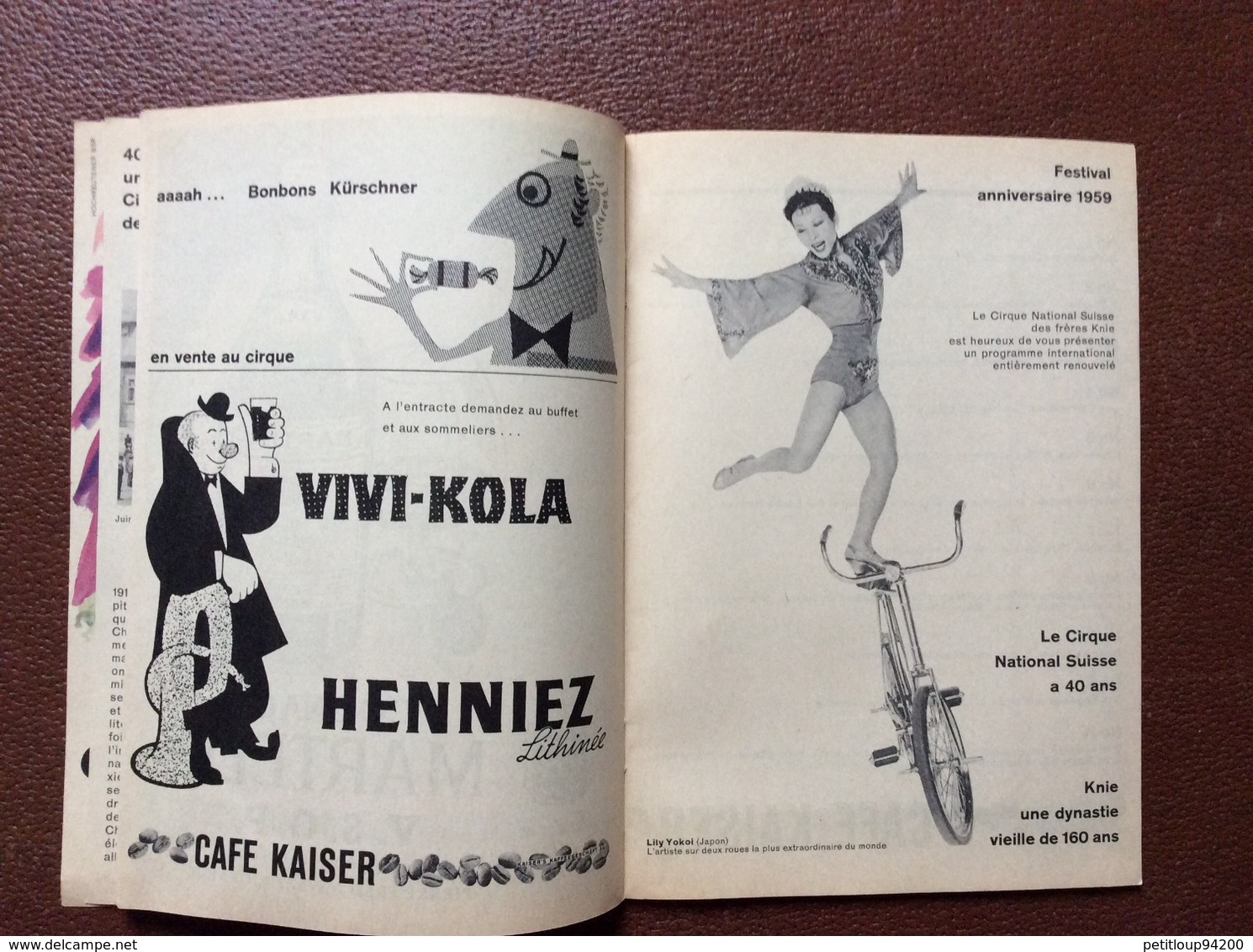 PROGRAMME CIRQUE  Cirque National Suisse KNIE  Programme 1959