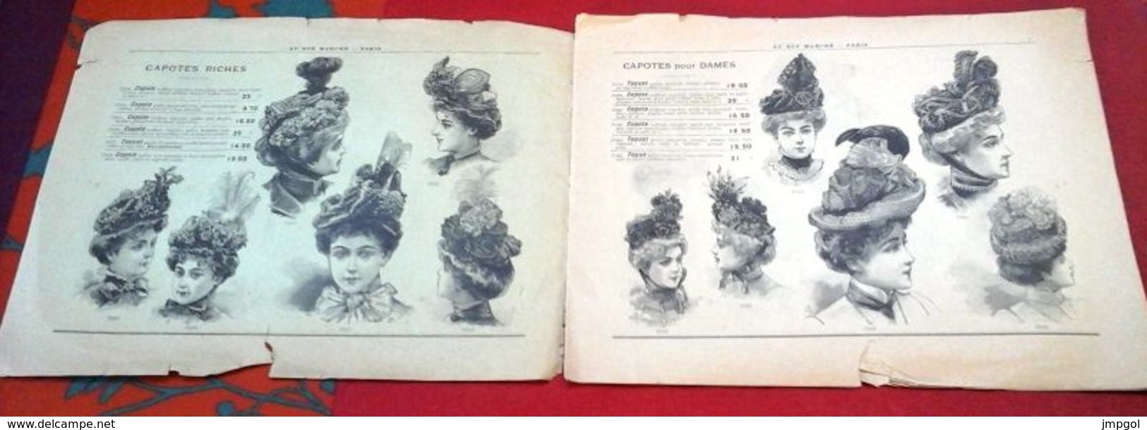 Catalogue Au Bon Marché Eté 1900 Chapeaux Capotes Elégants Fantaisies Charlottes Pour Fillettes Epingles... - Werbung