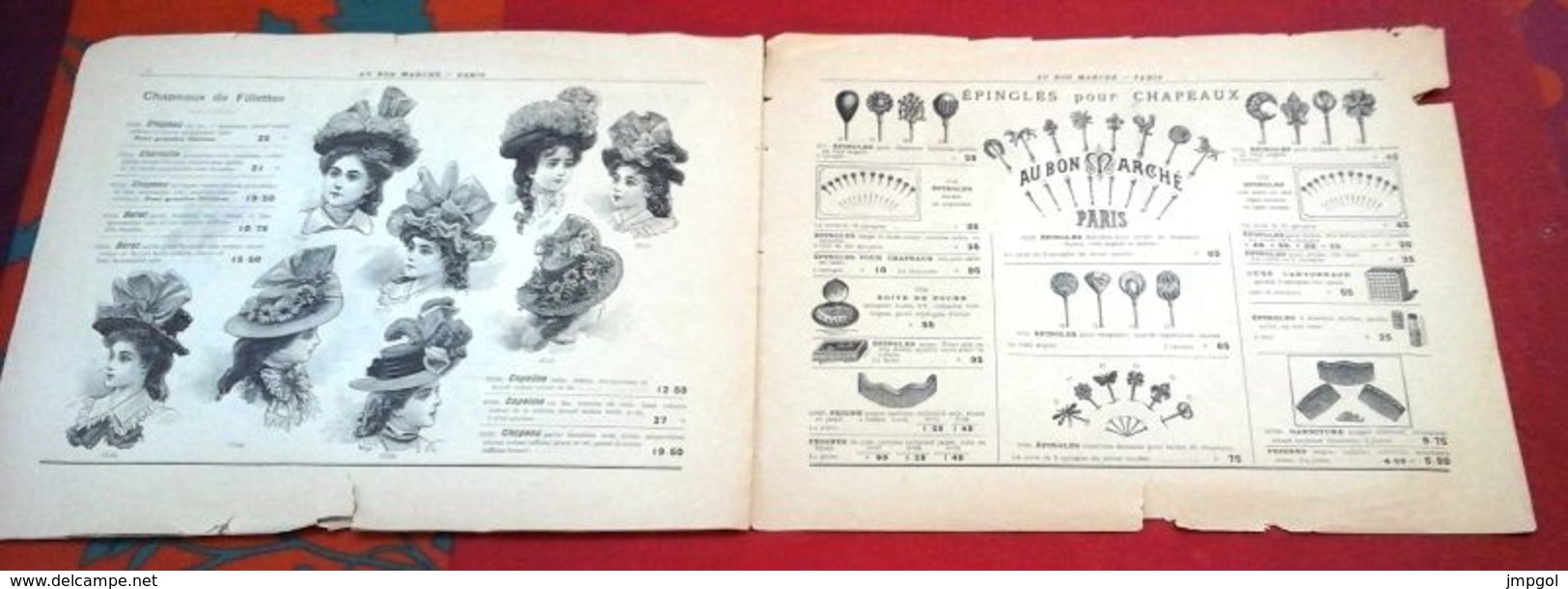 Catalogue Au Bon Marché Eté 1900 Chapeaux Capotes Elégants Fantaisies Charlottes Pour Fillettes Epingles... - Werbung