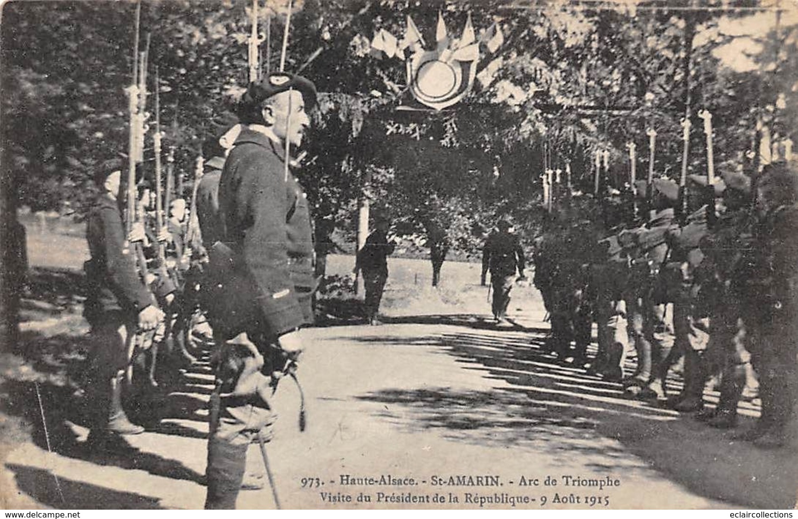 Saint Amarin      68        Arc De Triomphe Visite Du Pdt De La République  Août 1915. Chasseurs Alpins      (voir Scan) - Saint Amarin