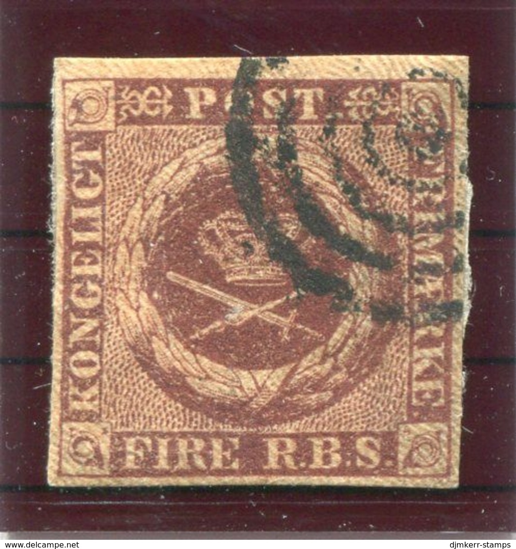 DENMARK 1852  4 RBS Red-brown, Used.  Michel 1 IIa.  Signed Møller BPP. - Gebruikt