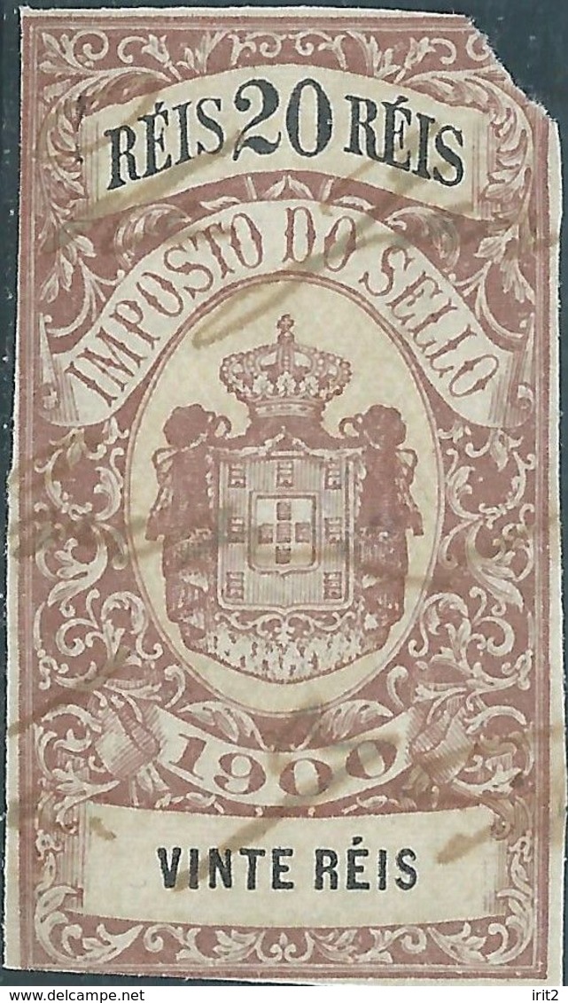 PORTUGAL Portogallo,1900 Revenue Stamp Tasse Taxes 20 REIS,Used - Usati
