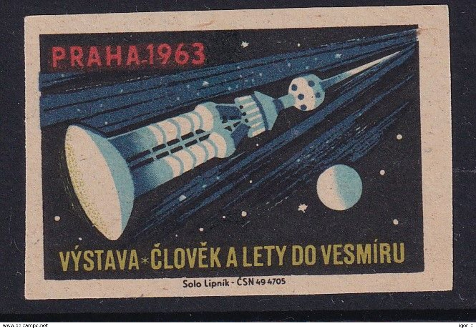 Czechoslovakia Space Weltraum Espace: Matchbox Labels: Space Exhibition Praha Prague 1963 - Matchbox Labels