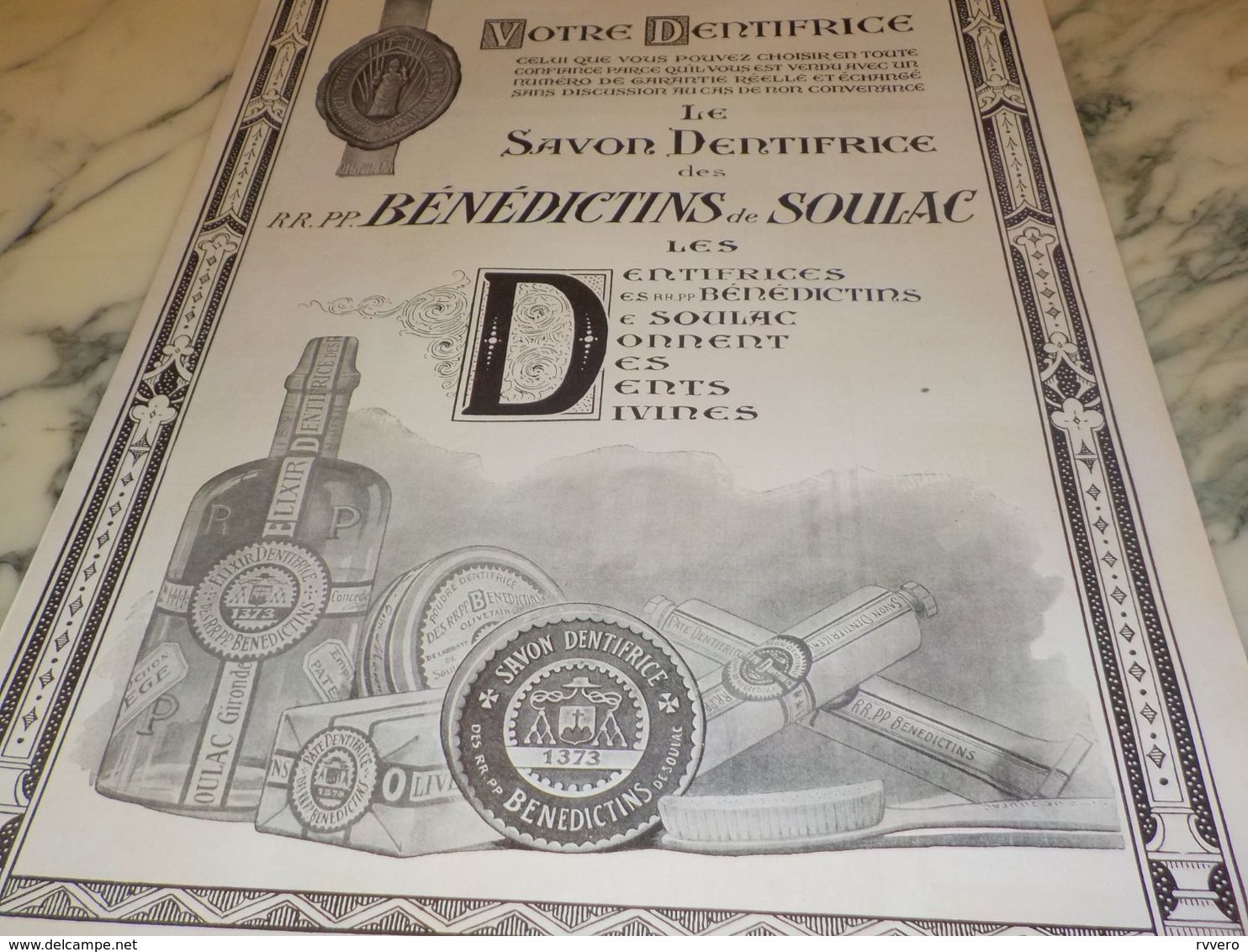 ANCIENNE PUBLICITE  DENTIFRICE BENEDICTINS DE SOULAC  1925 - Other & Unclassified