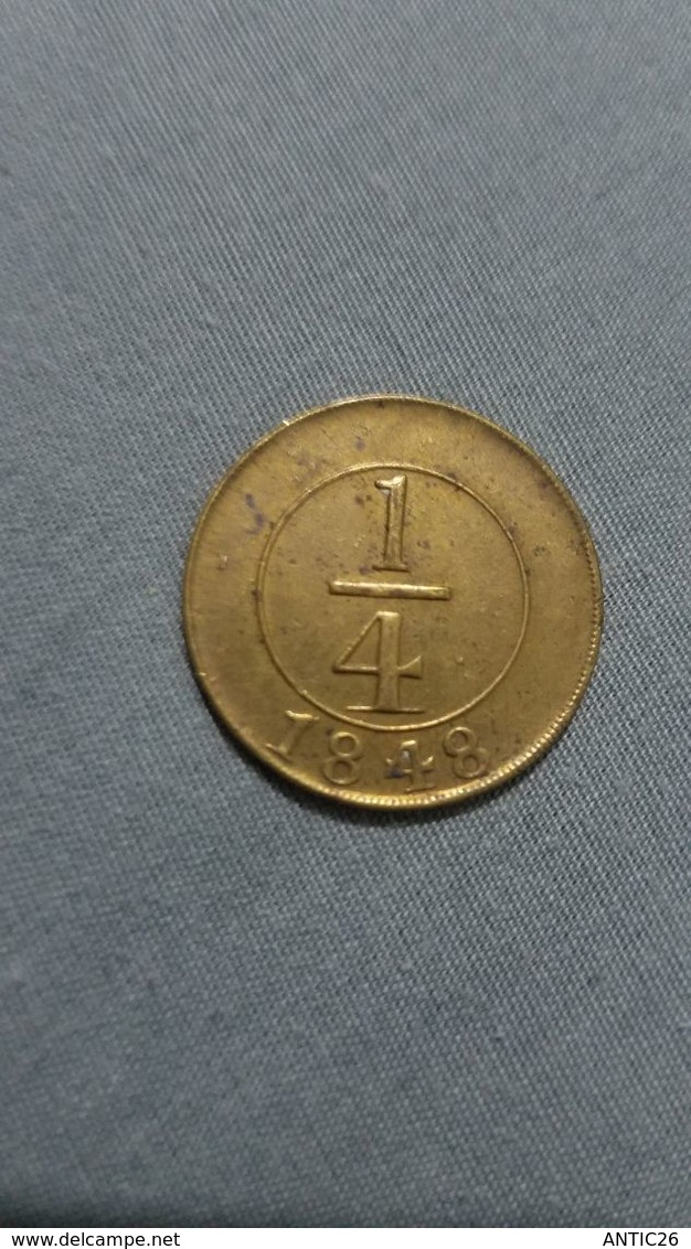 Piece De Monnaie  Republique Dominicaine 1/4 Real 1848 Rare - Dominicana