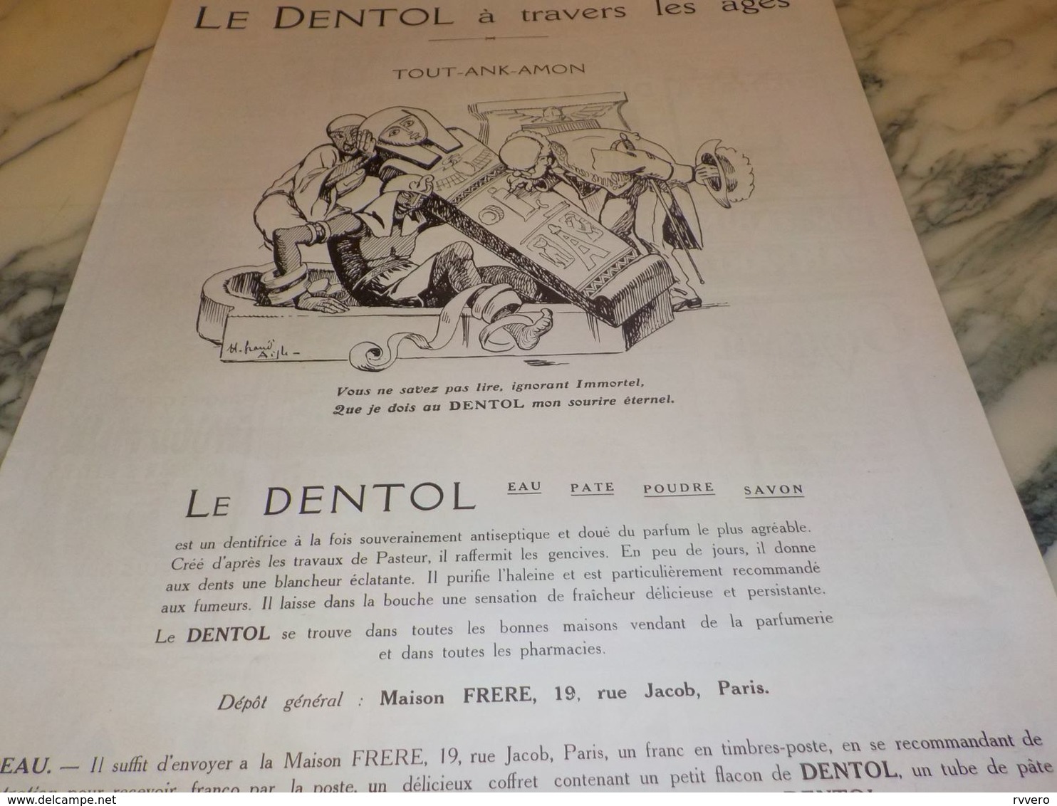 ANCIENNE PUBLICITE A TRAVERS LES AGES TOUT ANK AMON  DENTIFRICE DENTOL 1925 - Andere & Zonder Classificatie