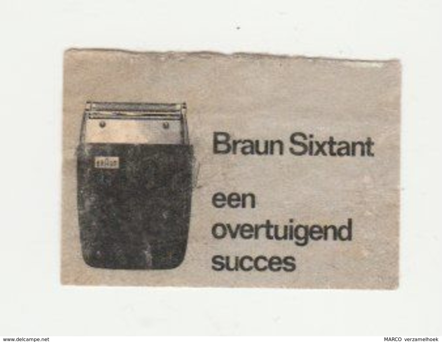 Lucifermerk: Braun Sixtant Een Overtuigend Succes (scheerapparaat-shaver-rasierapparat-rasoir) - Matchbox Labels