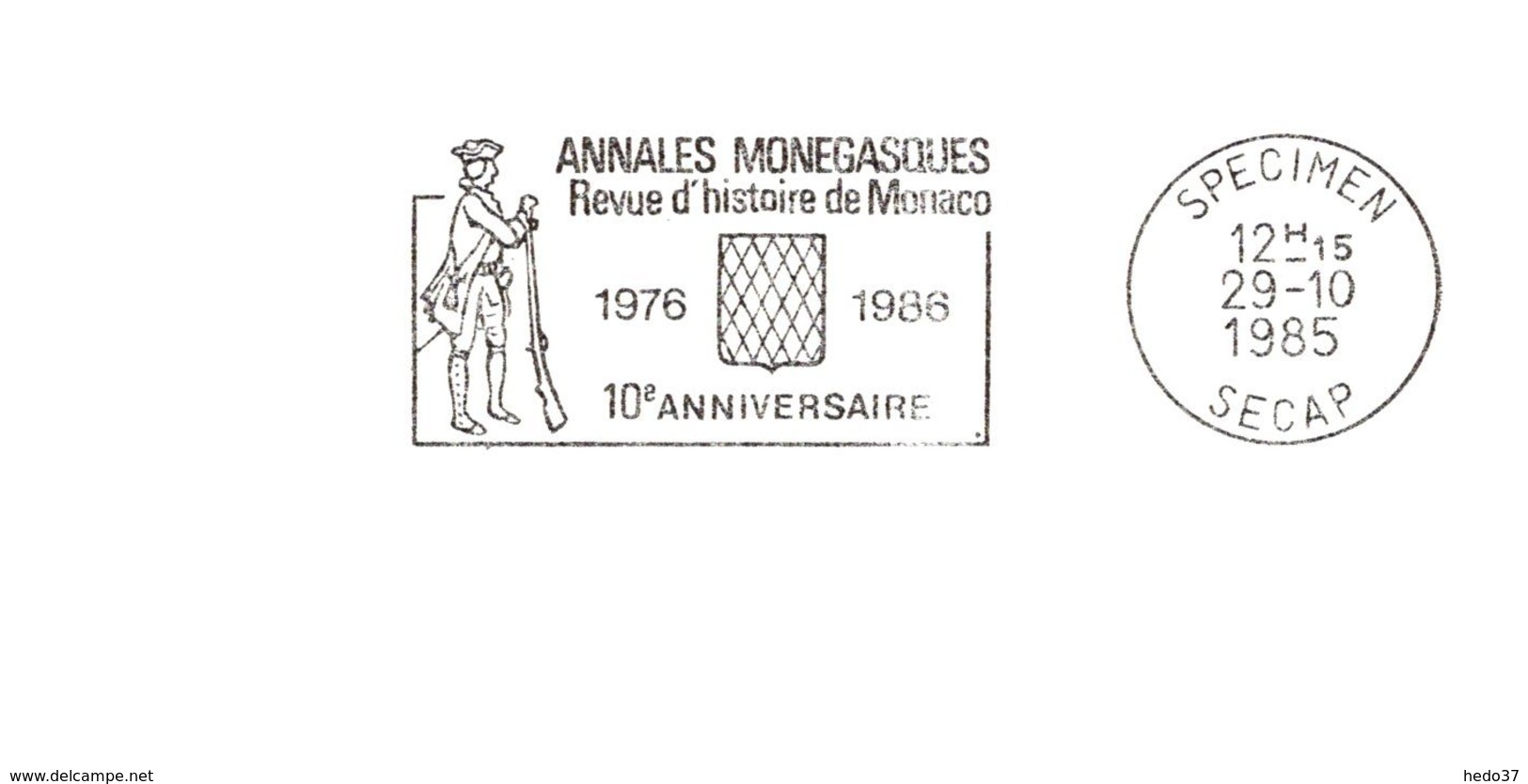 Monaco -  Flamme Secap SPECIMEN - Marcophilie