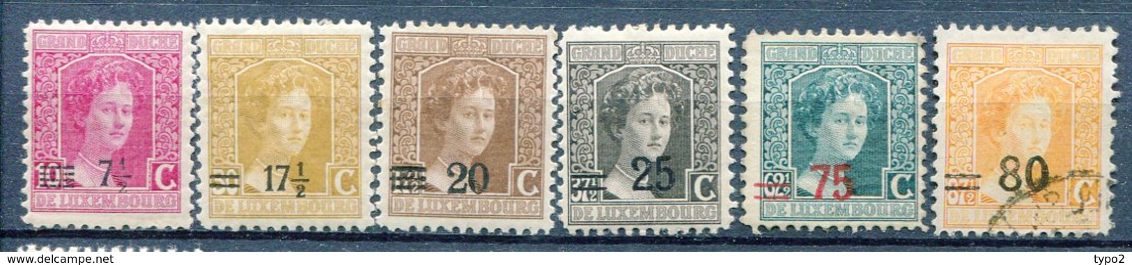 LUX 1914 Yv. N° 113A,114,115,115A,**, 116* 117 (o)   Marie-Adélaïde Surchargés  Cote  1,7 Euro BE  2 Scans - 1914-24 Marie-Adélaïde