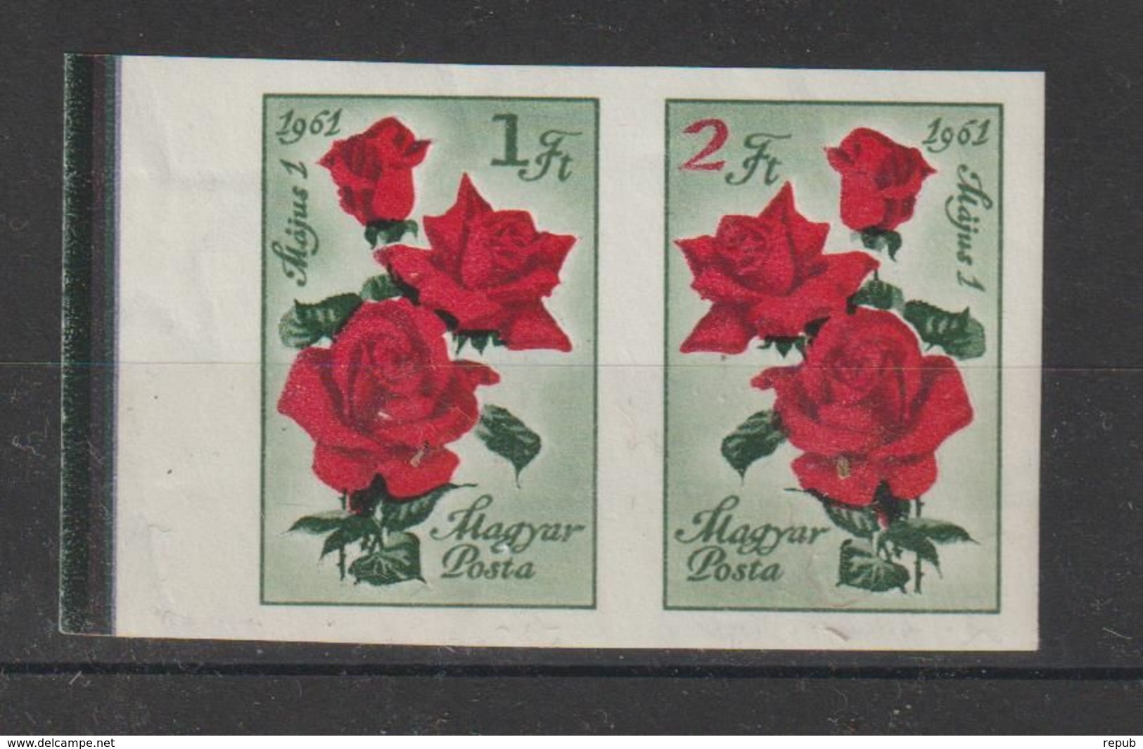 Hongrie 1961 Roses 1431-31 Non Dentelé Imperforated ** MNH - Unused Stamps