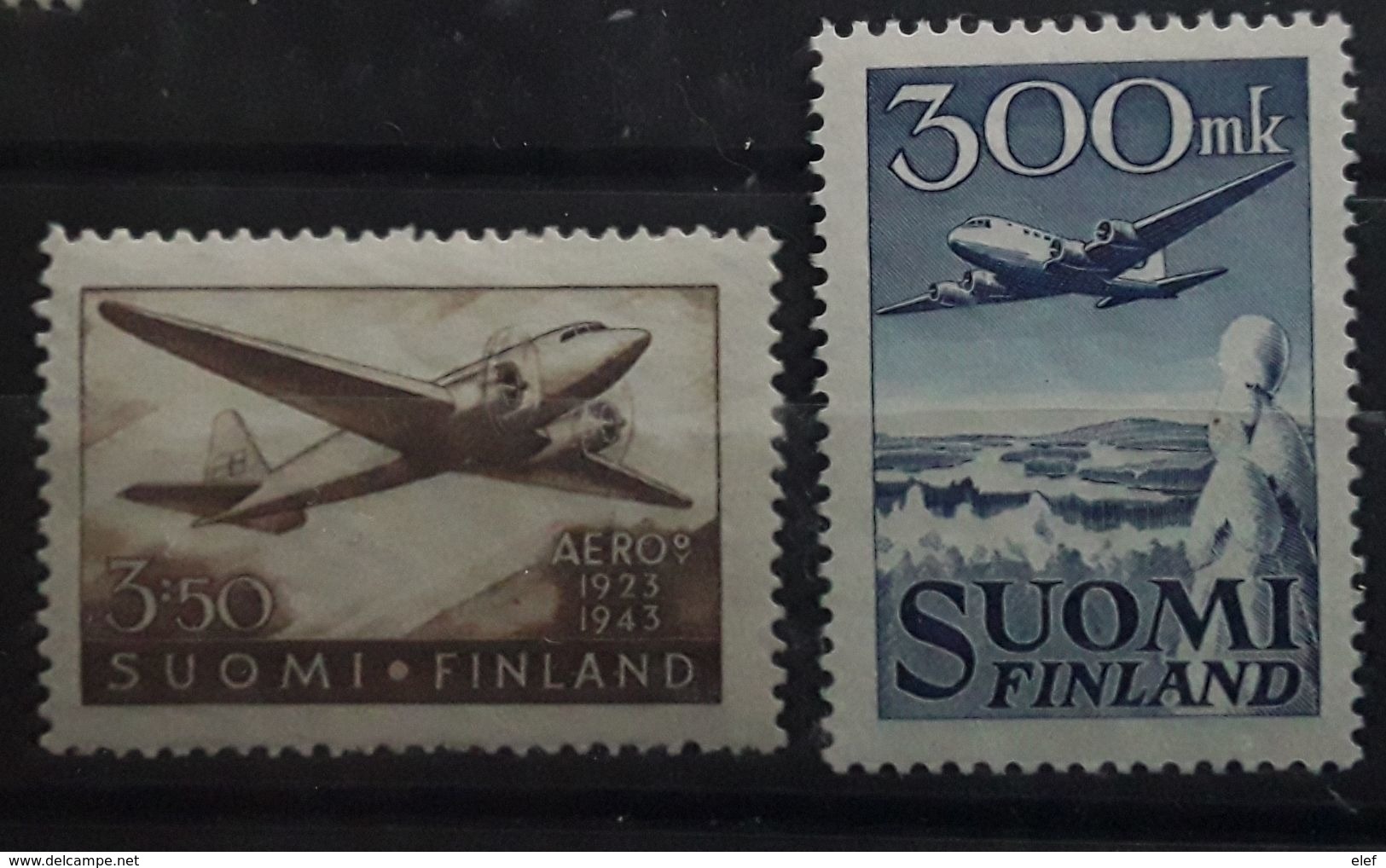 FINLAND FINLANDE Poste Aérienne Aereo 1944 - 1950, 2 Timbres Yvert No 2 Et 3,Avion Douglas DC 2 DC 8 , Neufs ** MNH, TB - Nuevos