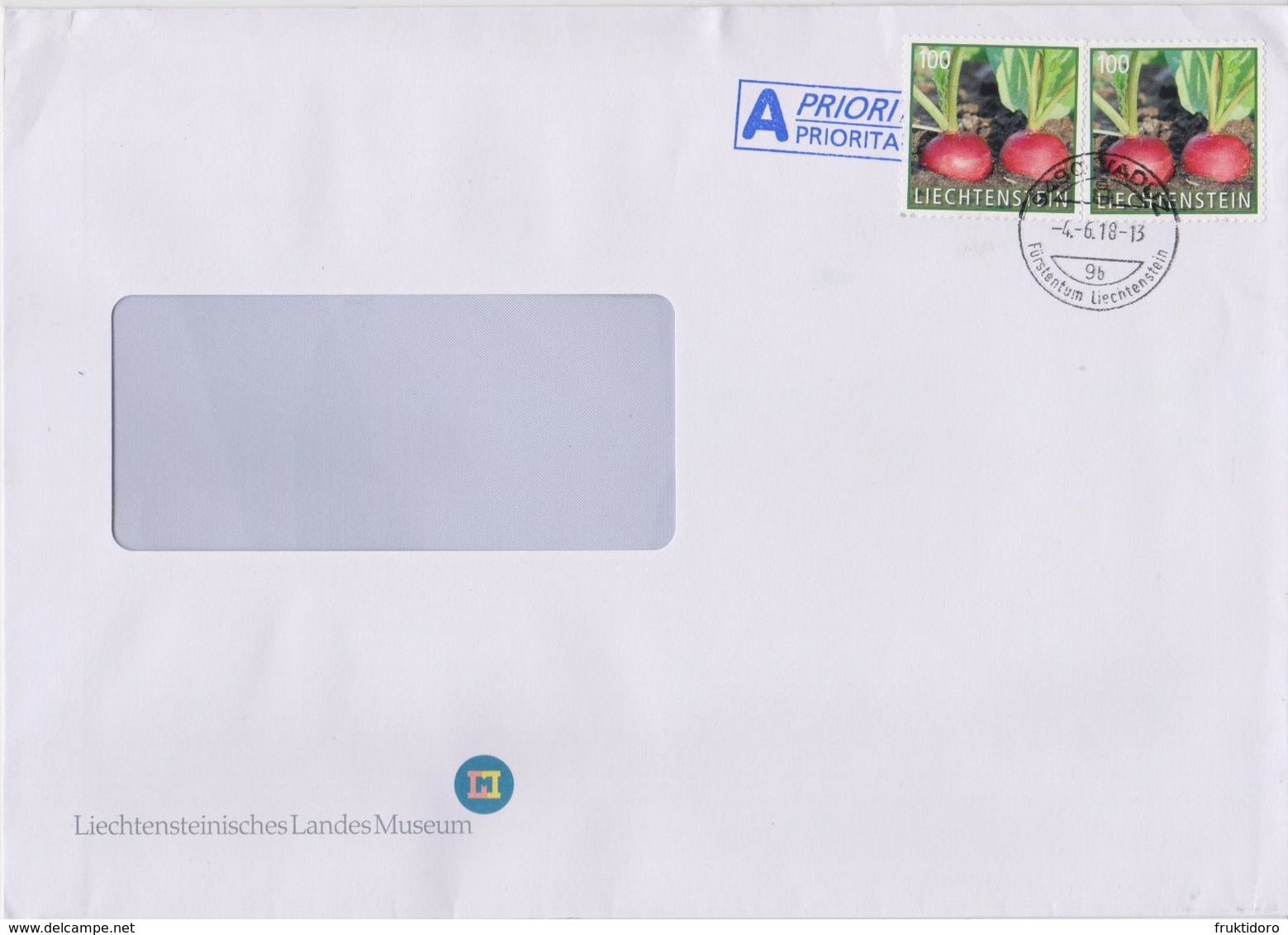 Liechtenstein Postmark - Envelope Liechtenschteinisches Landesmuseum - Mi 1889 Vegetables - Radish - Frankeermachines (EMA)