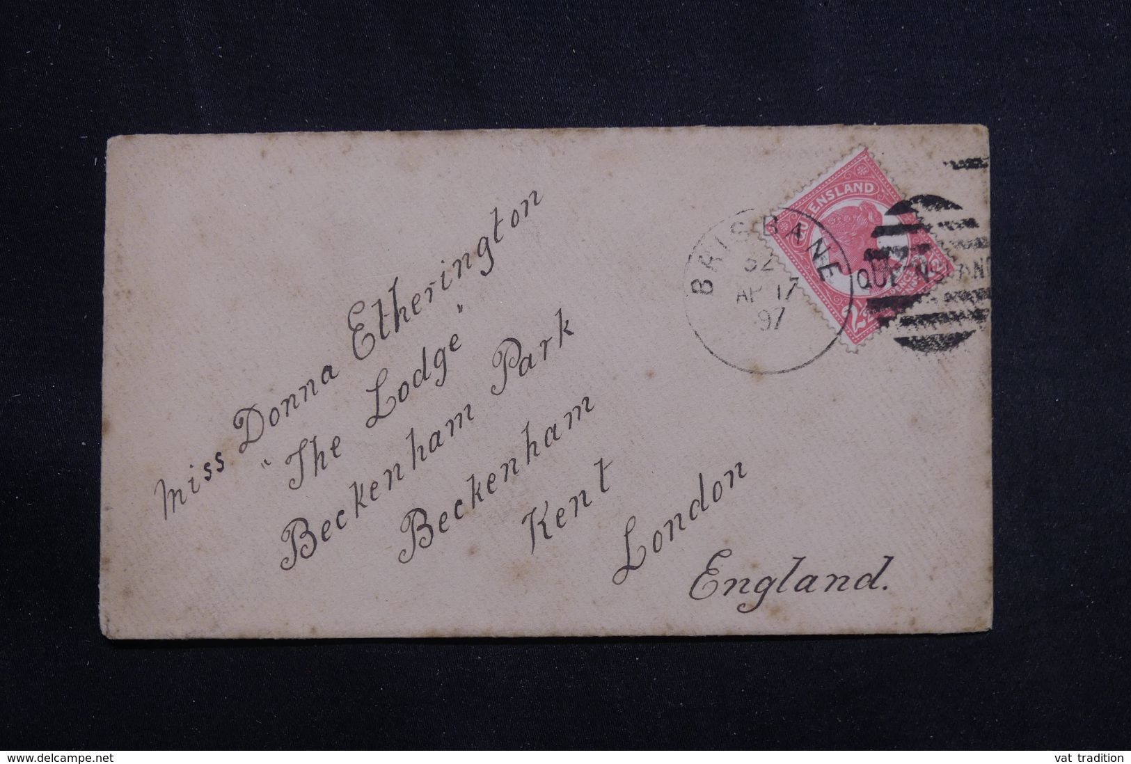 QUEENSLAND - Affranchissement Victoria De Brisbane Sur Enveloppe Pour Londres En 1897 - L 64656 - Briefe U. Dokumente