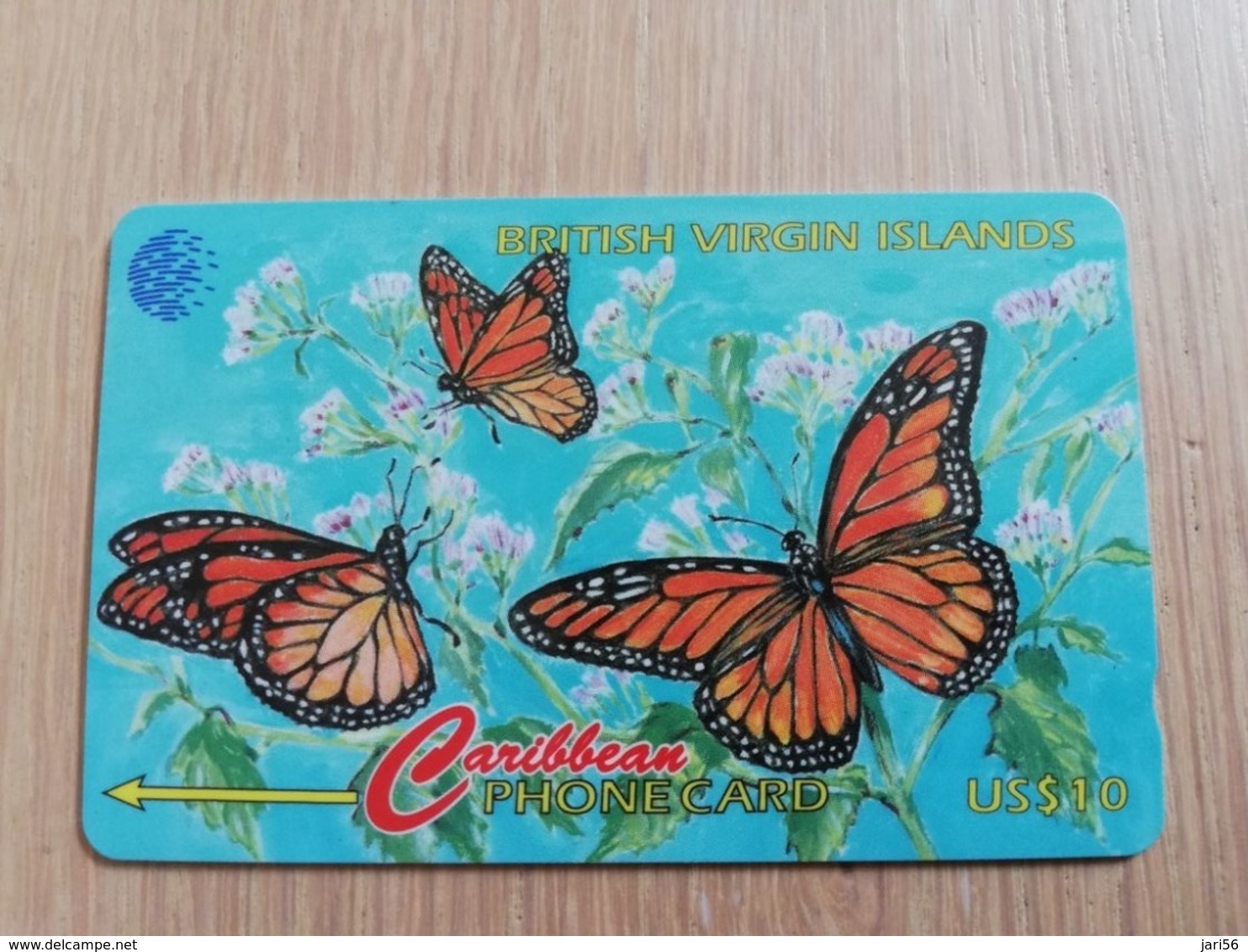 BRITSCH VIRGIN ISLANDS  US$ 10  BVI-91B   BUTTERFLY       91CBVB     Fine Used Card   ** 2667** - Virgin Islands