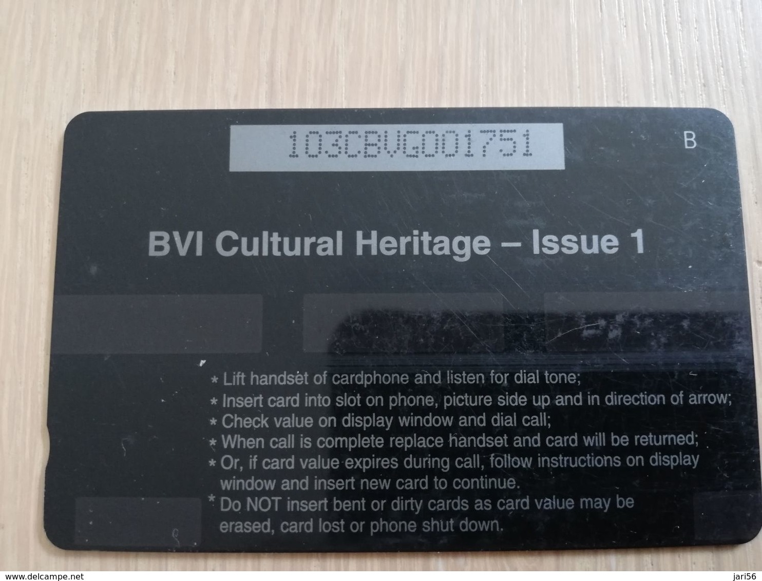 BRITSCH VIRGIN ISLANDS  US$ 20  BVI-103G   HERITAGE DANCERS       103CBVG     Fine Used Card   ** 2671** - Isole Vergini