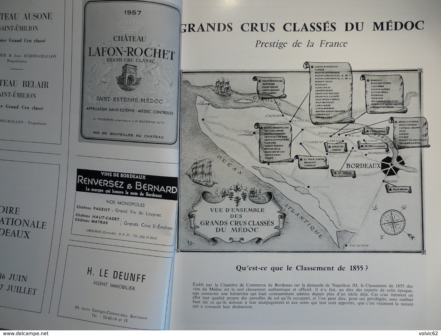 Plaisir de france 1966 vin de bordeaux médoc margaux lafite rothschild latour issan le tessin chateau de la brède chine