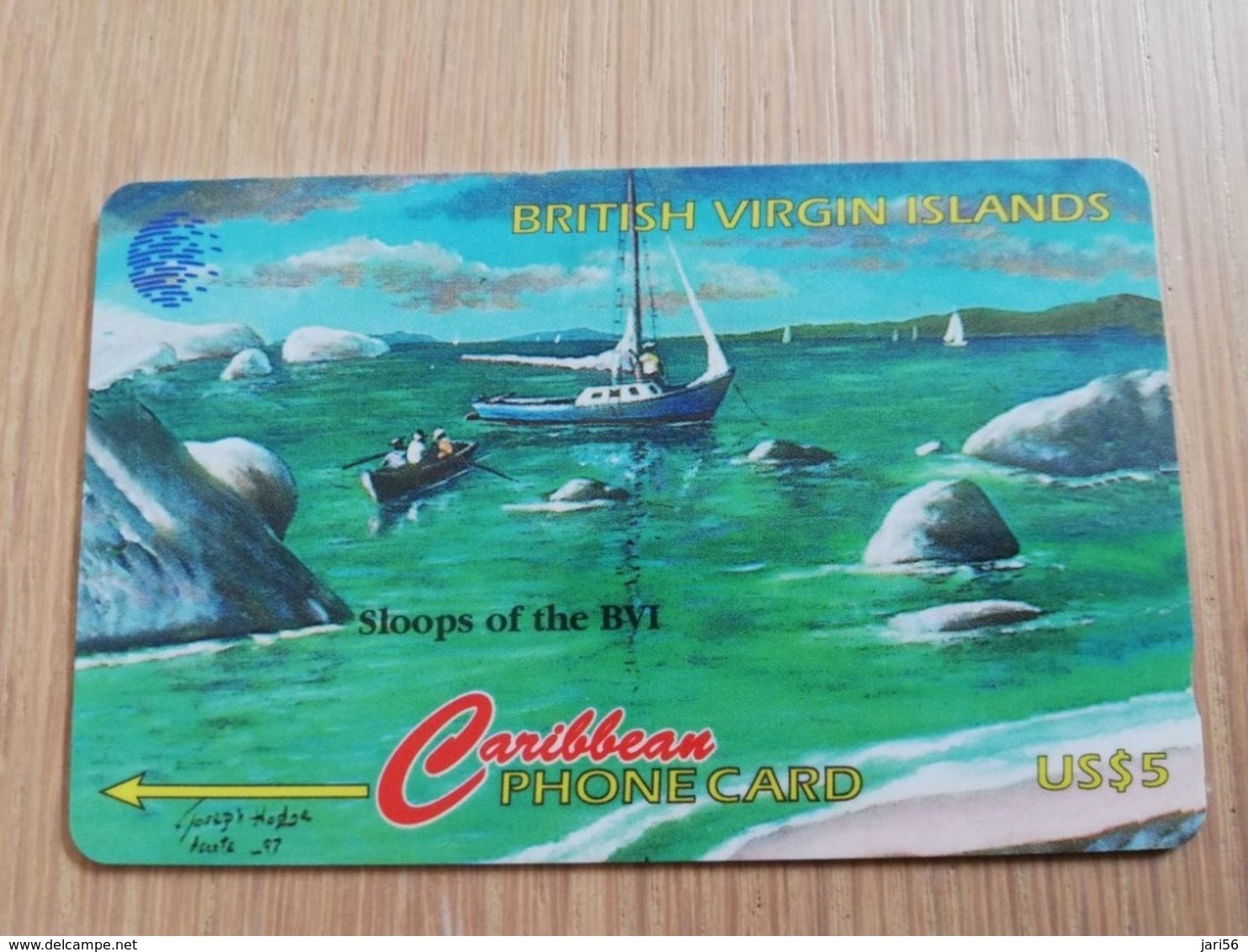 BRITSCH VIRGIN ISLANDS  US$ 5  BVI-193F   SLOOPS OF BVI       193CBVF     Fine Used Card   ** 2675** - Isole Vergini