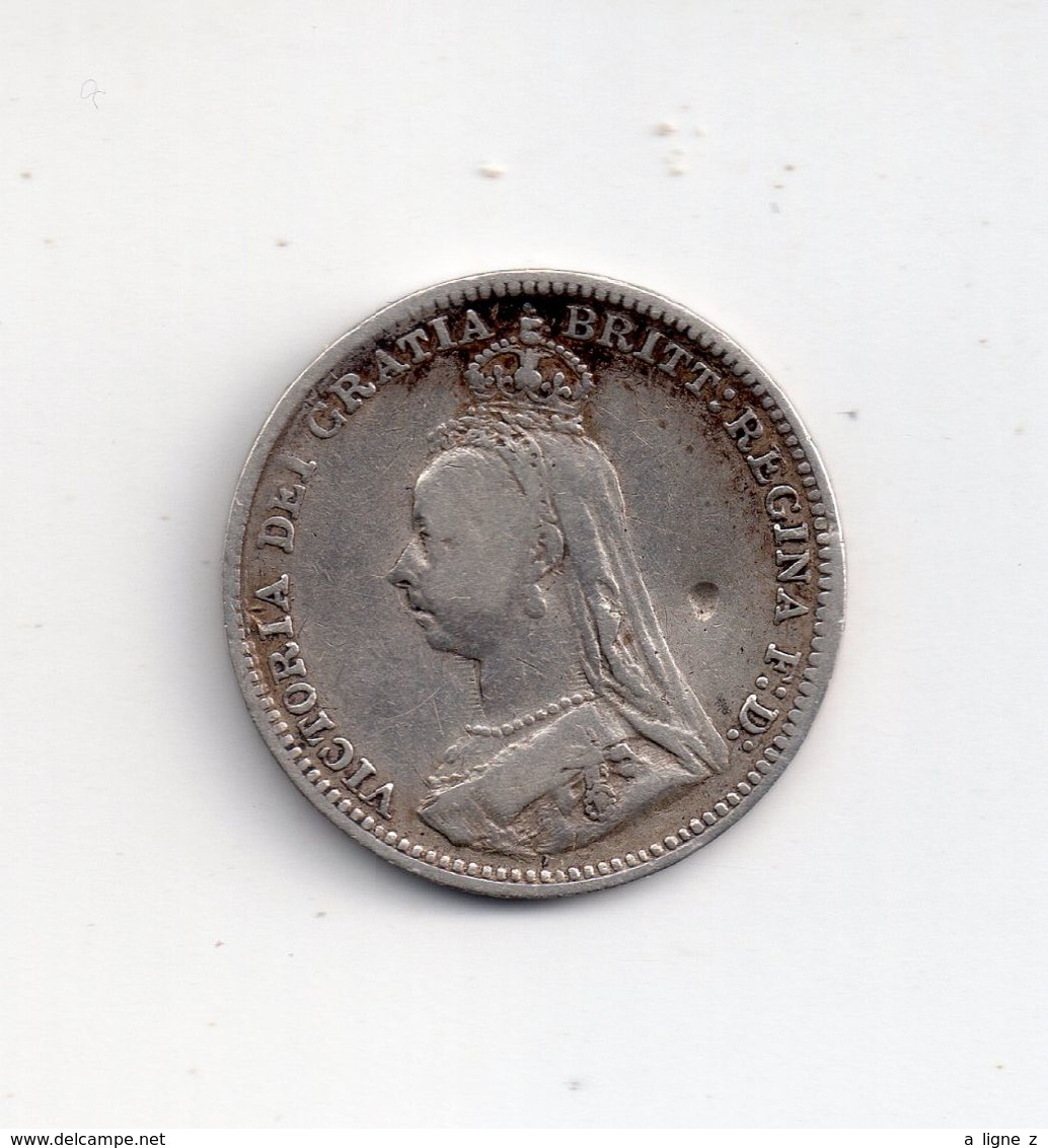 REF MON4  : Monnaie Old Coin Grande Bretagne 3 Pence Argent 1890 - F. 3 Pence