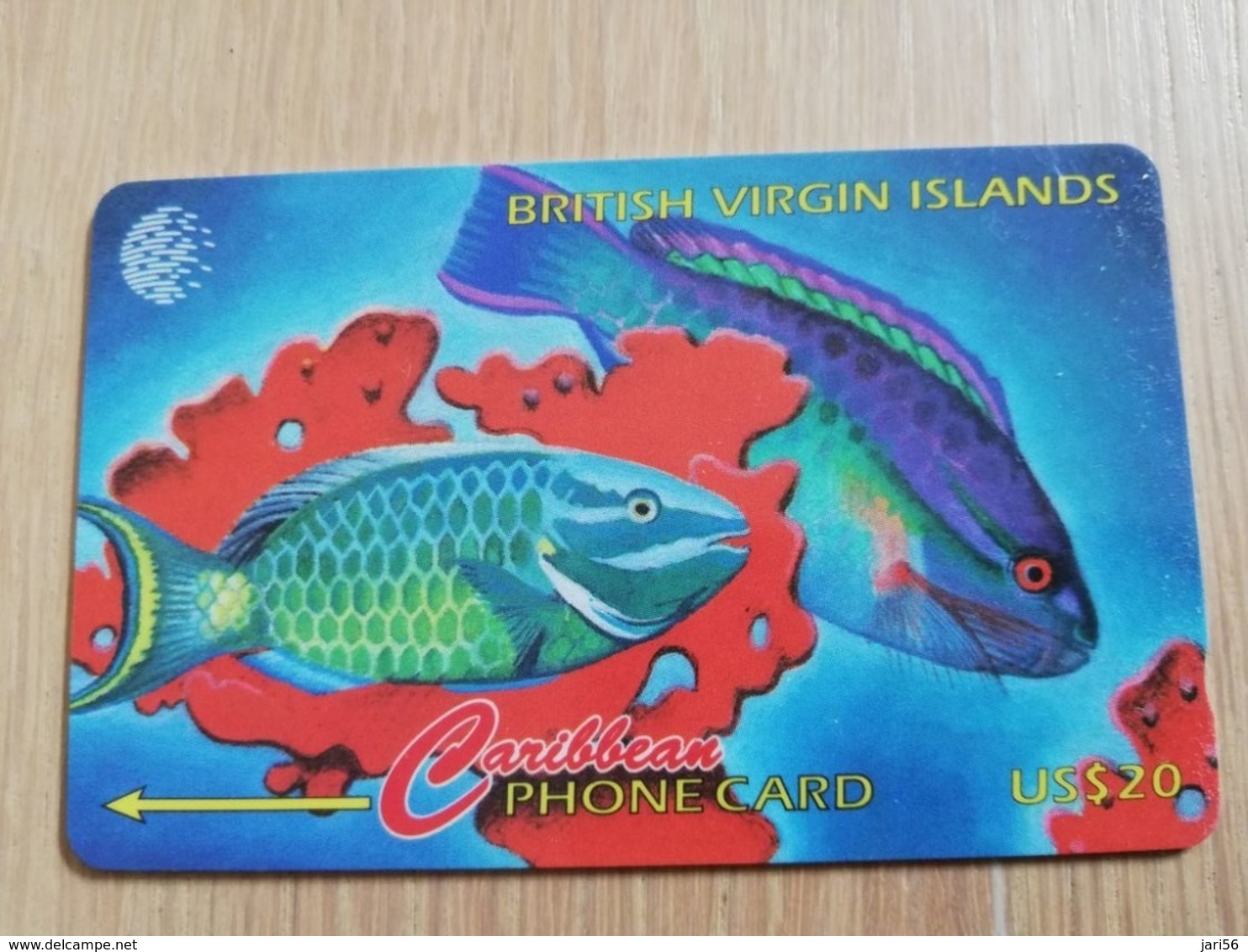 BRITSCH VIRGIN ISLANDS  US$ 20  BVI-25B   PARROTH FISH    25CBVB     Fine Used Card   ** 2680** - Virgin Islands