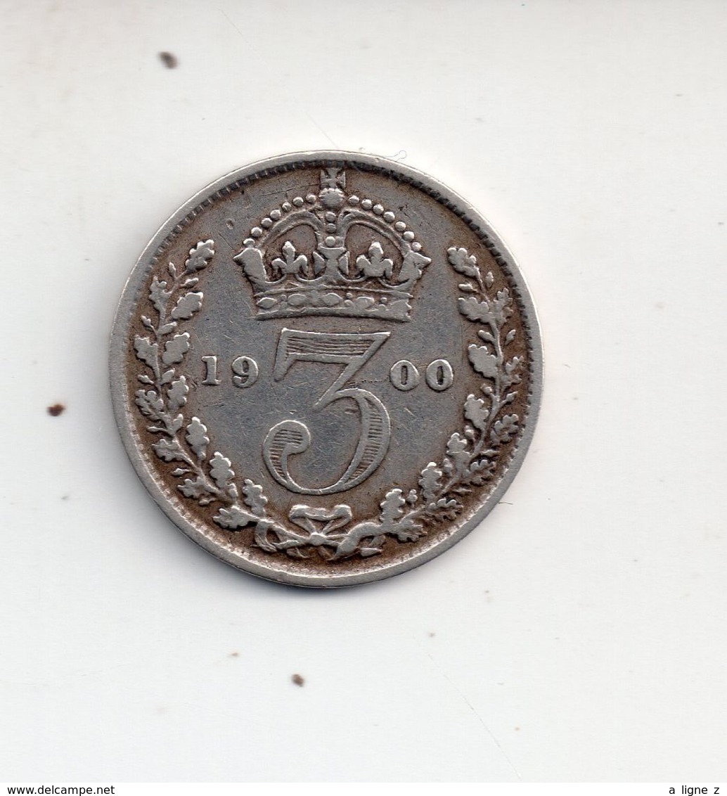 REF MON4  : Monnaie Old Coin Grande Bretagne 3 Pence Argent 1900 - F. 3 Pence