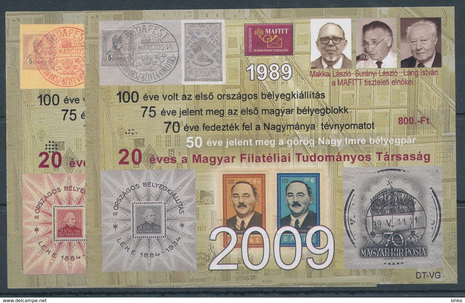 2009/53. The Hungarian Scientific Society For Philatelic Research Is 20 Years Old - Commemorative Sheet - Feuillets Souvenir