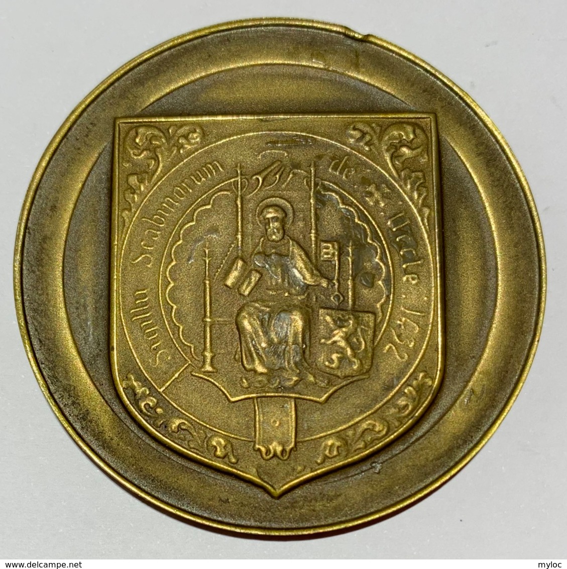 Médaille. Sigillu Scabinorum De Uccle. Armoiries Et Sceau D'Uccle. René Gouverneur 1971. 50mm - Professionals / Firms