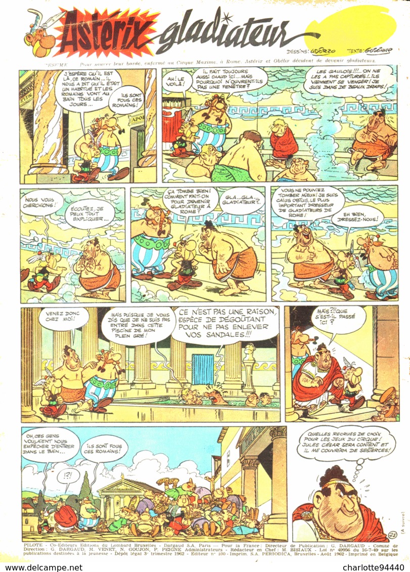 PLANCHE ASTERIX Et OBELIX " GLADIATEUR "   1963 ( 2 ) - Objetos Publicitarios