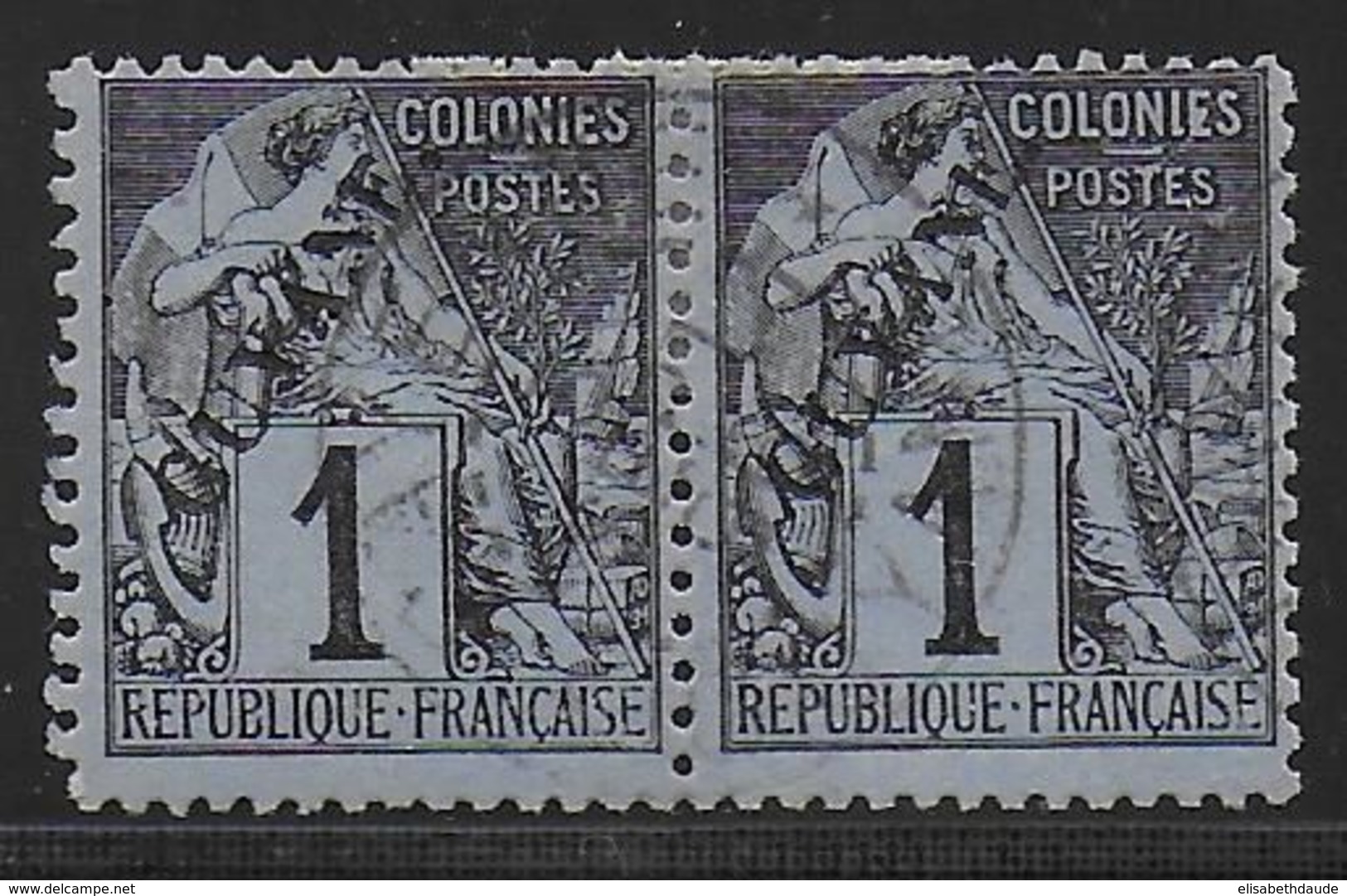 GUYANE - 1892 - YVERT N° 16 OBLITERE CAYENNE En PAIRE ! - COTE 2020 = 84++ EUR. - Used Stamps