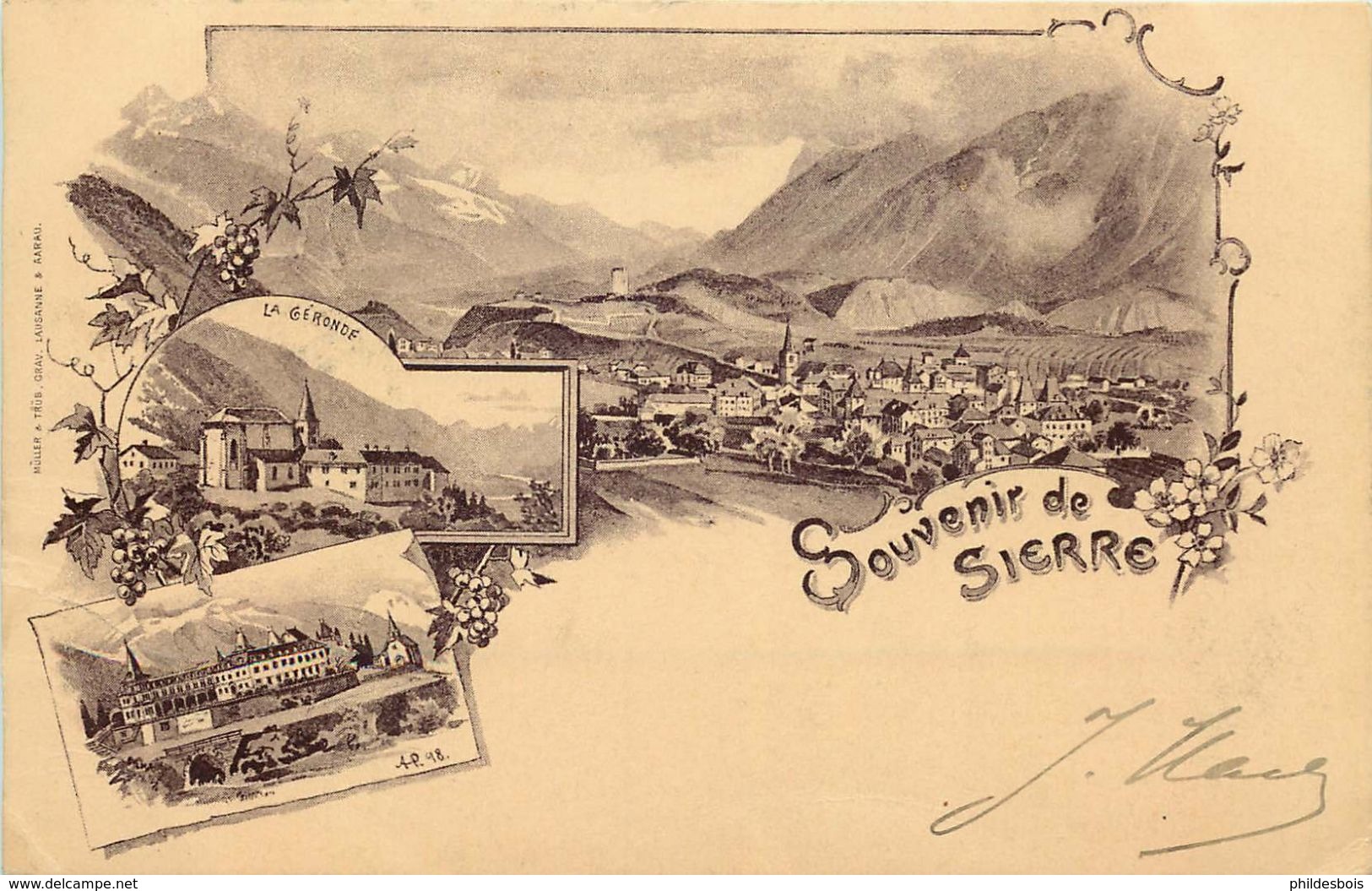 SUISSE  SIERRE Souvenir De ....  (style Gruss) - Sierre