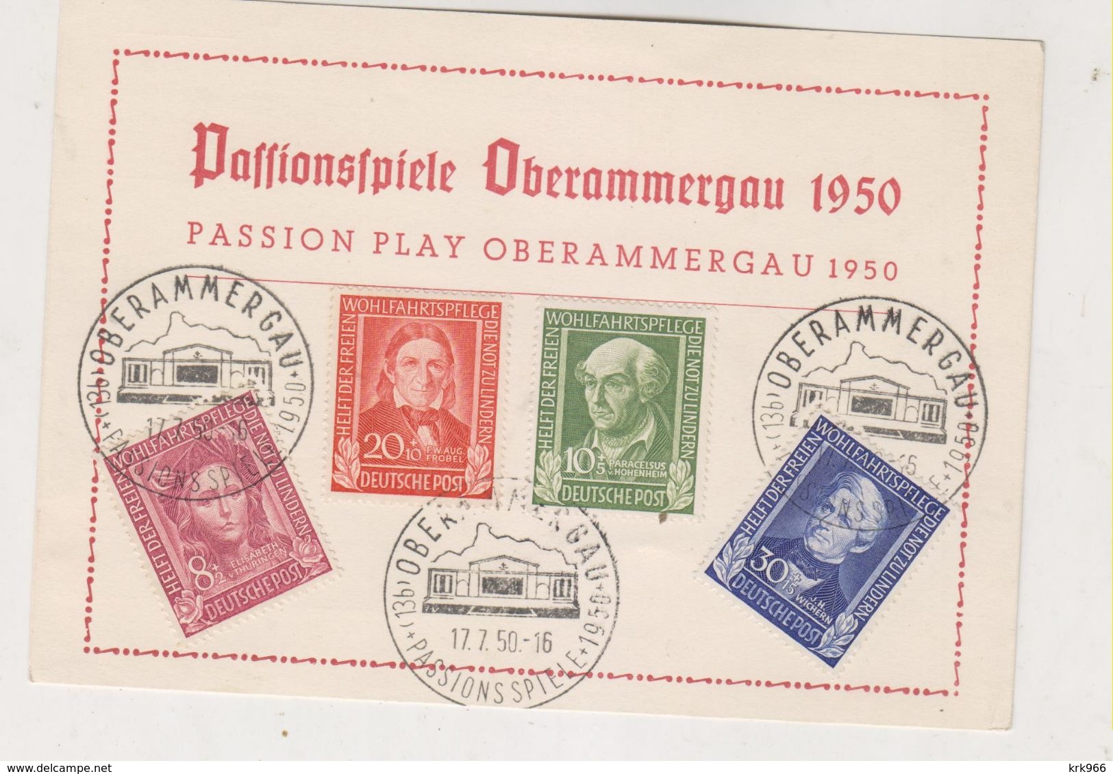 GERMANY OBERAMMERGAU 1950 Nice Postcard - Covers & Documents