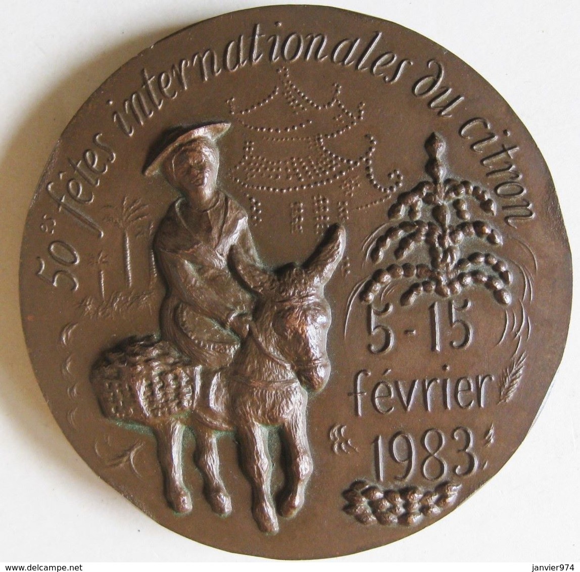 Médaille 50éme Fêtes Du Citron Menton 5 - 15 Février 1983, Par P. Lovy - Autres & Non Classés