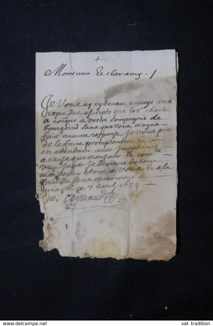 FRANCE - Lettre De Grenoble Pour Bourgoin En 1679 - L 64684 - ....-1700: Précurseurs