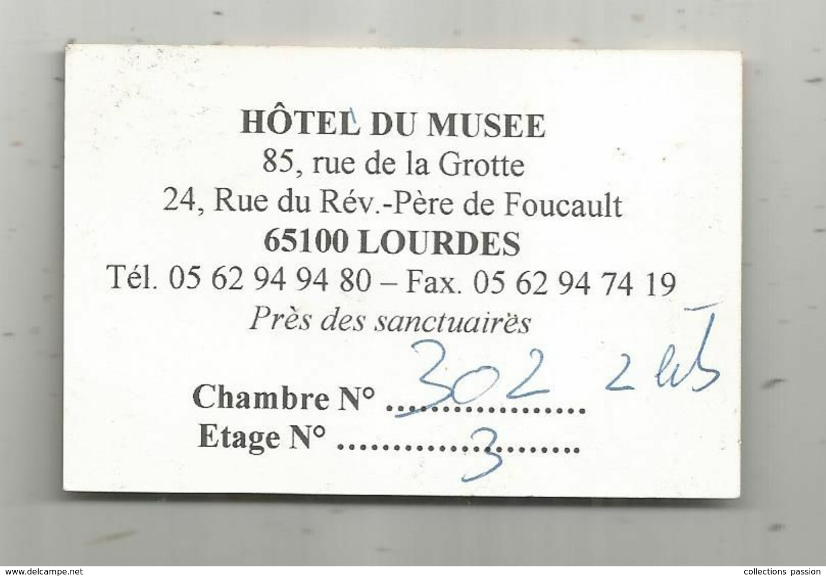 Carte De Visite , Carte D'hôtel , HÔTEL DU MUSEE , LOURDES , 2 Scans - Cartes De Visite