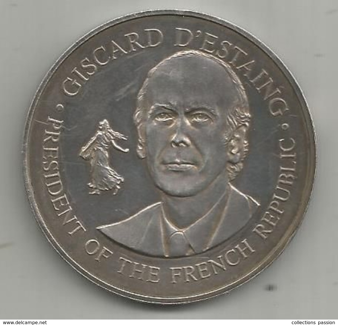 JC , Médaille , Argent 1 Er Titre , May 1976 , United States Bicentennial Visit , Giscard D'Estai  , Frais Fr 3.15 E - Altri & Non Classificati