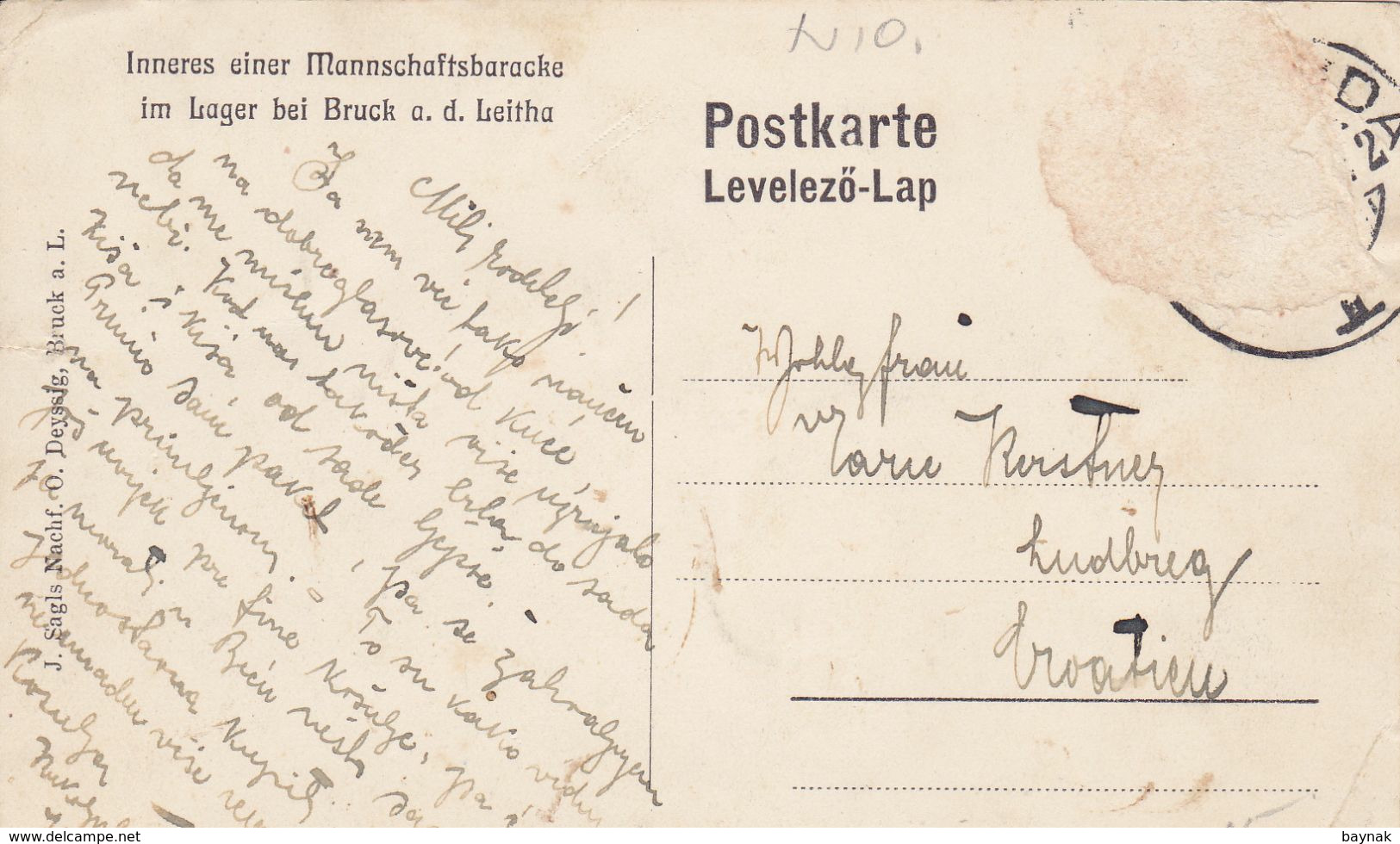 N.O.185  --   BRUCK  A. D. LEITHA  --  INNERES EINER MANNSCHAFTSBARACKE  IM LAGER    --  WW1  --  SOLDATEN - Bruck An Der Leitha