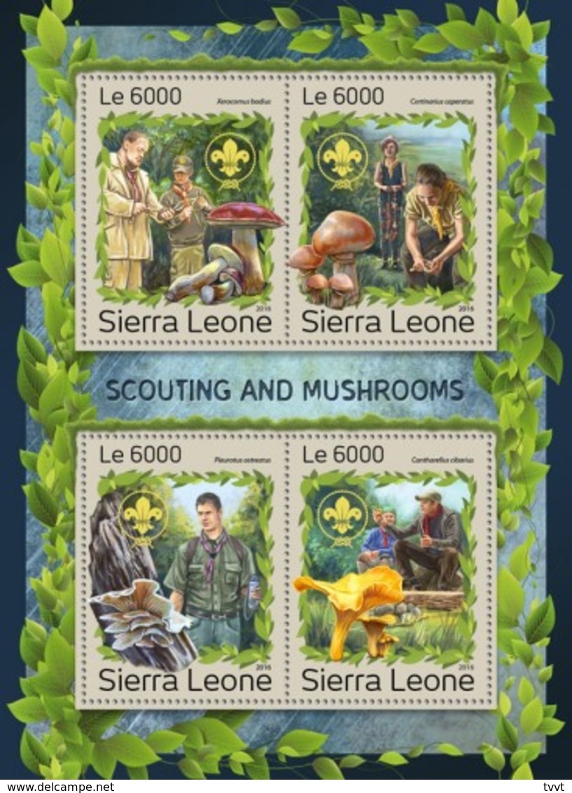 Sierra Leone, 2016. [srl161206] Mushrooms, Scouts (s\s+block) - Hongos