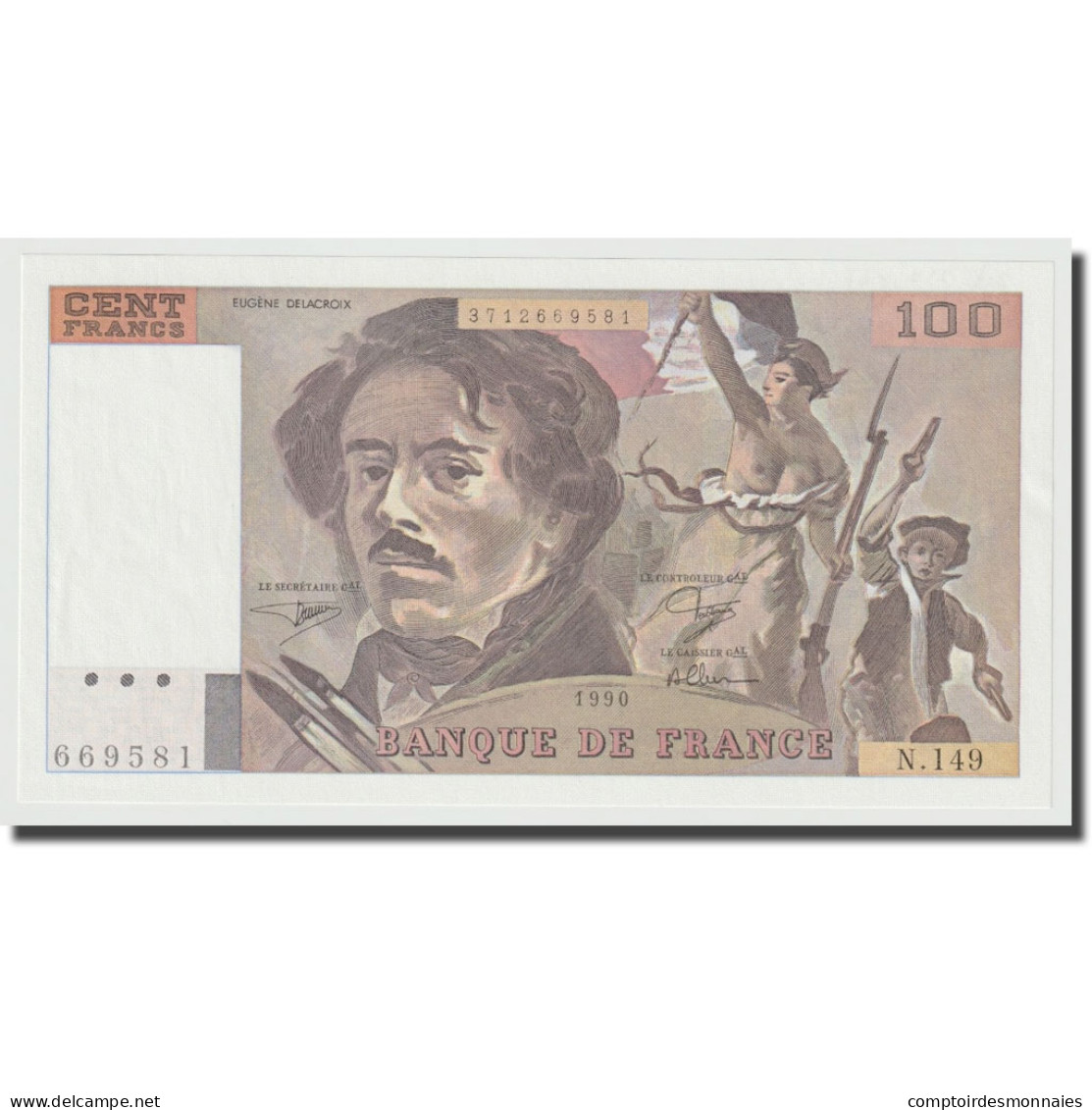 France, 100 Francs, Delacroix, 1990, NEUF, Fayette:69bis.2a, KM:154e - 100 F 1978-1995 ''Delacroix''