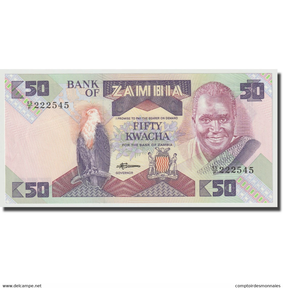 Billet, Zambie, 50 Kwacha, 1986-1988, KM:28a, NEUF - Zambie