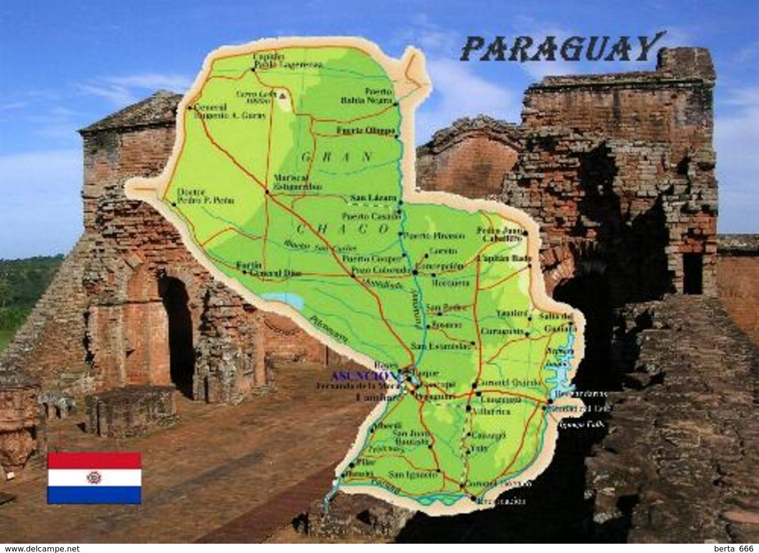 Paraguay Country Map New Postcard Landkarte AK - Paraguay