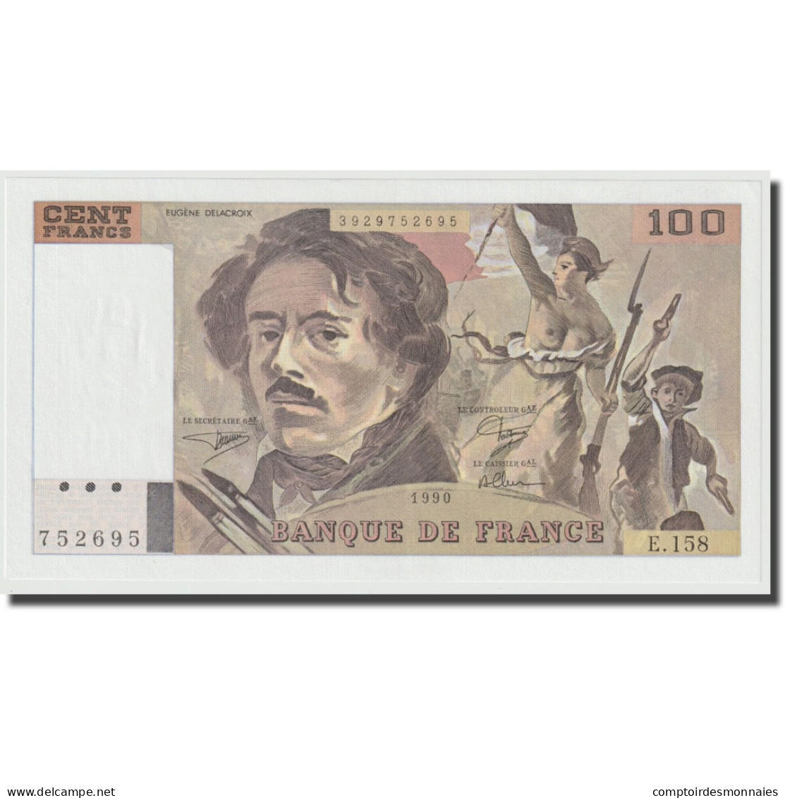 France, 100 Francs, Delacroix, 1990, NEUF, Fayette:69bis.2b, KM:154e - 100 F 1978-1995 ''Delacroix''