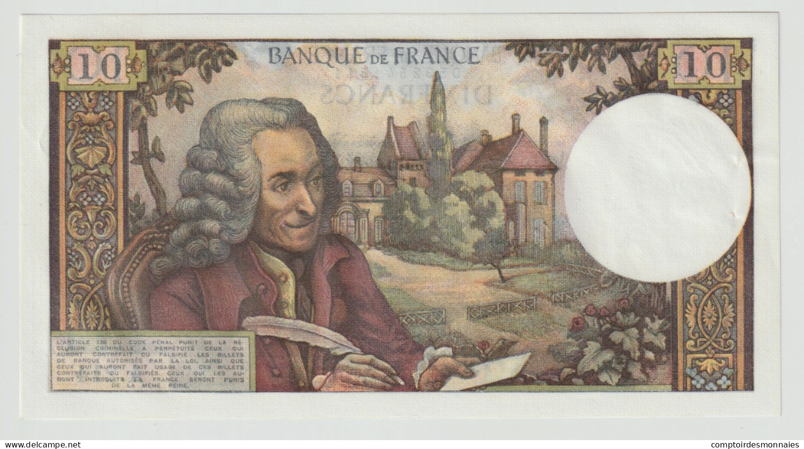 France, 10 Francs, Voltaire, 1966, 1966-01-06, SPL, Fayette:62.19, KM:147b - 10 F 1963-1973 ''Voltaire''